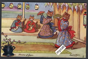 Postcard Art Nouveau cat artist Louis Wain the Flowers of Japan posted 1908 8515 - Picture 1 of 2