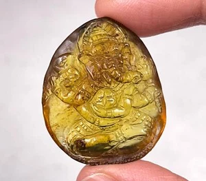 Cristal Ámbar Ganesha - Talla, Regalo, Decoración del Hogar, Cristales Curativos Piedras 52680 - Imagen 1 de 5