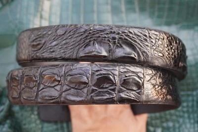 Black Genuine Crocodile Hornback Leather Skin Men's Belt W 1.5" #A38 - Image 1 of 4