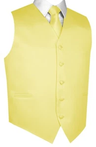 Men's Satin Tuxedo Vest, Tie and Hankie. Formal Dress Wedding Prom Homecoming - Picture 1 of 62