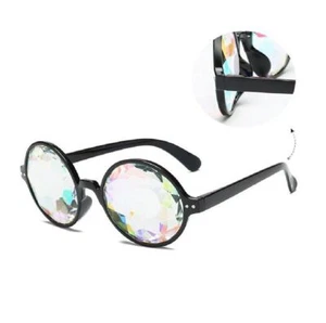 Kaleidoscope Glasses Rave Festival EDM Sunglasses Diffracted Lens Party - Black - Picture 1 of 6
