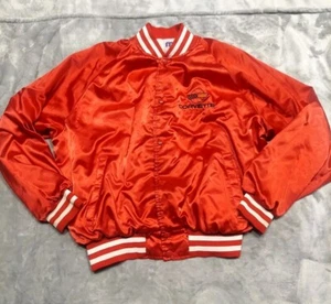 Vintage Cor Corvette Men's XL Bomber Jacket Button Up Red - Picture 1 of 7