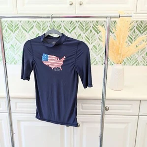 Boys Navy Blue USA Cherokee Rashguard Swim Shirt Short Sleeve - Picture 1 of 4