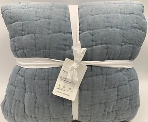 Pottery Barn Bliss Handcrafted Cotton Linen Quilt Full Queen Chambray 92x88" #IP - Picture 1 of 6