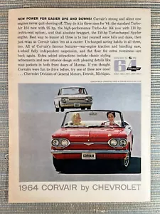 1964 Chevrolet Corvair Monza Convertible Car Coupe 1963 Vintage Print Ad - Picture 1 of 1