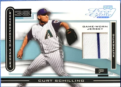 /25 PLATINUM - CURT SCHILLING Jersey 2003 Playoff Piece of the Game /25 #POG-27 - Image 1 of 4