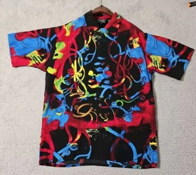 Dragonfly Jimi Hendrix Mens Medium Tie Dye Style Button Up Short Sleeve Shirt - Image 1 of 4