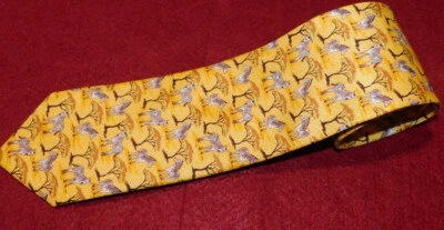 CORBATA DE MICROFIBRA CON MOTIVO DE CEBRA AMARILLA/MARRÓN/BEIGE - NUEVA SIN ETIQUETAS - CORBATAS DE DISEÑADOR. Foto 1 de 3