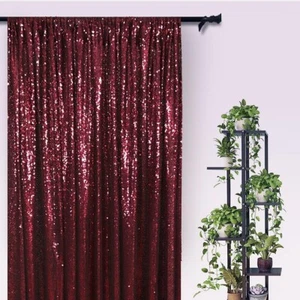 Sequin Curtain Panel 2FTx8FT Wine Sequin Backdrop Curtain Backdrop for Photog... - Picture 1 of 8