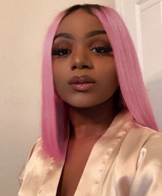 Peluca Bob Sintética Corta Recta Sintética Ombre Rosa Sintética Para Mujer Suave A Prueba de Calor  Foto 1 de 4