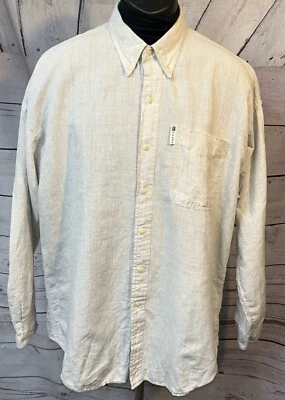 Camisa de vestir grande de lino y algodón con botones Chaps para hombre Foto 1 de 4