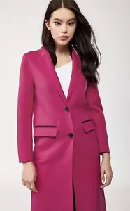 Cappotto nuovo con etichette Mackage donna lana fucsia finiture in pelle con due bottoni taglia S - Foto 1 di 12