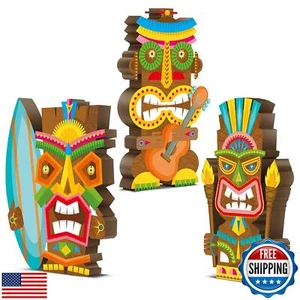 Blulu 3 Pcs Tiki Party Decor Hawaiian Luau Party Decorations Tropical Aloha W - Picture 1 of 5