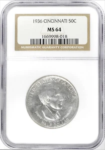 1936 Cincinnati Music Center Silver Commemorative Half Dollar NGC MS64 - Picture 1 of 2