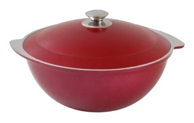 WOK Kazan Kasan 7 L Liter Deko Beschichtung Wein-Rot Schmor-Topf Alu-Guss Asia - Bild 1 von 3