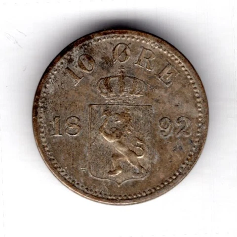 Norway, 10 Ore, 1892.                                      DY13198 Cover
