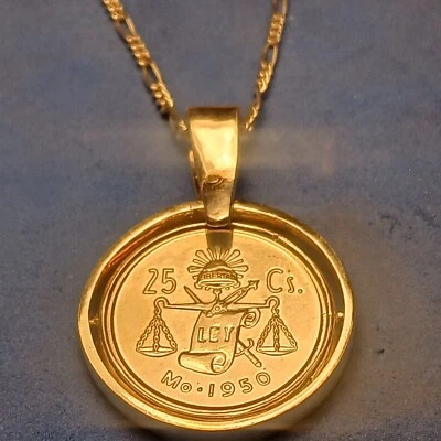 COLLAR MONEDA ABATIBLE 25 CENTAVOS PLATA MÉXICO 1950 Foto 1 de 4