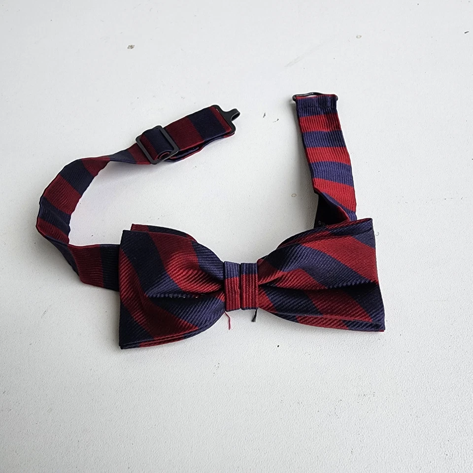 Pajarita Brooks Brothers niño azul marino rayas borgoña 100 % seda ajustable  Foto 1 de 4