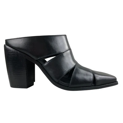 Vince Camuto Mujer Talla 8.5M Aimie Cuero Negro Tacón Alto Sin Cordones Mules $139 Foto 1 de 4