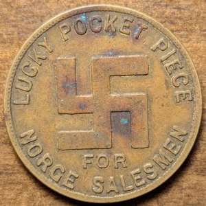 Muskegon Heights, Michigan MI Norge Motor Pre Segunda Guerra Mundial Esvástica Ficha de Buena Suerte - Imagen 1 de 4