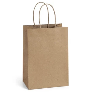 Small Gift Bags with Handles 50Pcs 5.25x3x8 Inches Kraft Paper Bags Bulk for ... - Picture 1 of 7