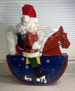 H817~ 18" Kirkland Santa Rider on Rocking Horse Nutcracker Sack Toys Vintage - Picture 1 of 8
