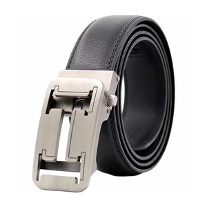 Mens Ratchet Leather Belt | Automatic Sliding Buckle | Durable & Adjustable Q32 - Picture 1 of 18