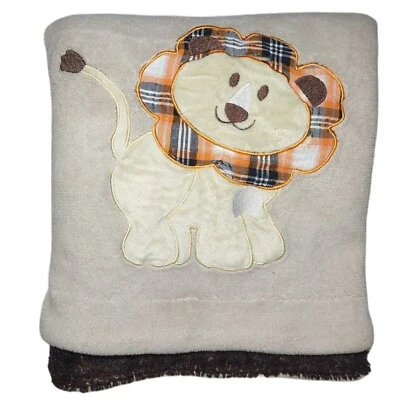 SL Home Fashions Plaid Lion Baby Blanket Brown Plush RN 119741 Lovey * Flaw * Foto 1 de 4