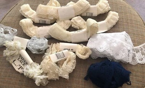 Vintage Lace Trim Lot 40+ Yards White Ecru Navy Blue 1/2” 3/4” 1.5” And 2.5” - Picture 1 of 5