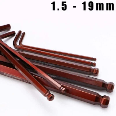 Alloy Steel Long Arm Allen Key Ball Point End Hex Wrench L Shape 1.5-19mm Metric - image 1 of 4