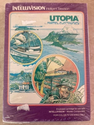 Utopia (Intellivision, 1981) SEALED Complete Game  w/ Box Manual Cards - Image 1 of 2