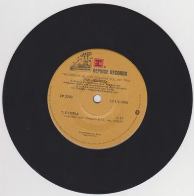 Jimi Hendrix Gloria  1979 by Reprise Records EP-2293 7" Single Sided 33-1/3. - Image 1 of 4