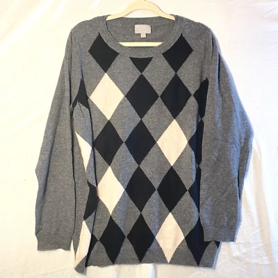 PURE 100% Cashmere Argyle Sweater Relaxed Boyfriend Fit Academia Classic Luxury - Image 1 of 4