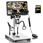TOMLOV 7" 1080p Digital Coin Microscopes 1200x Magnifyer Camera Recorder 32GB