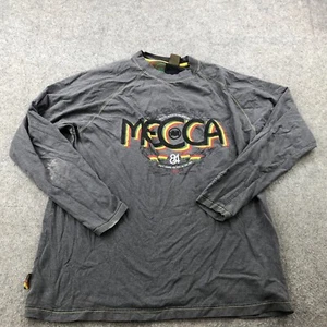 MECCA Shirt Mens Large Gray Long Sleeve Logo Hip Hop Streetwear Y2K - Picture 1 of 10