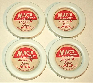 4 Vintage Mac's Dairy Albany Oregon Milk Plastic Bottle Cap NOS 1960-70s - Picture 1 of 3