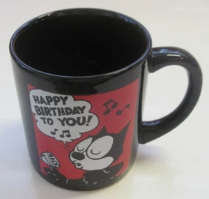 FELIX THE CAT-1989 Applause Happy Birthday To You Ceramic Black Coffee Mug -- - Picture 1 of 7