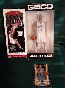 Shaquille O'neal & Jameer Nelson Ornament,Figure, And Autographed Card