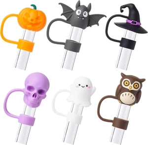 6Pcs Halloween Straw Cover Cap for Cup 40Oz/30Oz Tumbler, 10Mm Reusable - Picture 1 of 11