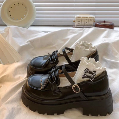 Japanese Lolita Girls Flats Shoes Faux Leather Mary Janes JK Uniform School Shoe - Image 1 of 4