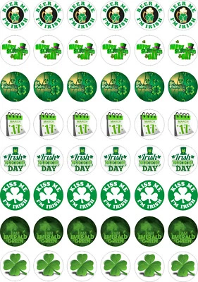 48 tapas comestibles para helados irlandesas del día de San Patricio o tarjetas cupcake de hadas pastel Foto 1 de 3