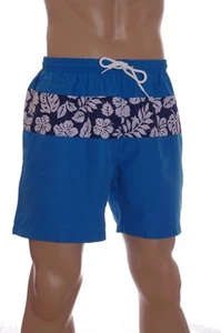 Trunks Surf & Swim Co Mens Swimming Shorts Blue Teal White Hawaiian Size XL NEW - Picture 1 of 2