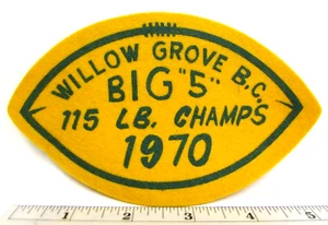 Vintage 1970 Willow Grove Big 5 115 lb Champs Football Jacket Patch Pennsylvania - Picture 1 of 3