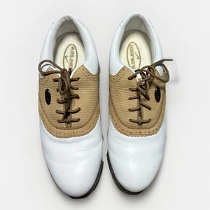 Picos de golf Nike Airliner para mujer talla 7 marrón sillín blanco con cordones - Imagen 1 de 12