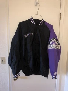 Giacca Starter Vintage MLB Colorado Rockies Taglia Large Big Spellout Patch anni 90 - Foto 1 di 6