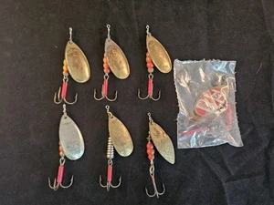 7 Vintage Mepp's Spinning Metal Fishing Lures Size 5, Aglia, Comet - Picture 1 of 7