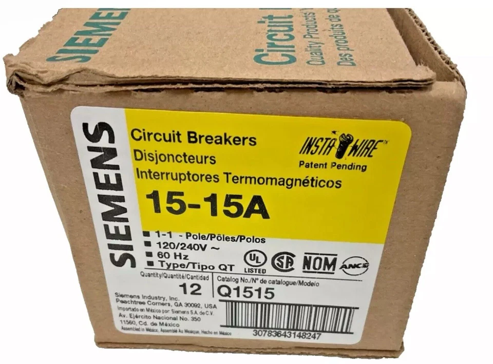12 PACK Siemens Q1515 Circuit Breaker 15-15 Amp Double Breaker Electrical-RV