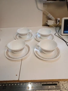 Set 4 pezzi tazze e piattini VINTAGE Corelle WOODLAND BROWN - Foto 1 di 8