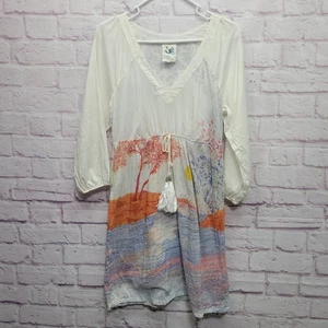 Anthropologie Meerjungfrau Seidenmischung Grafik Minikleid M Hippie Quaste Fee Boho - Bild 1 von 10