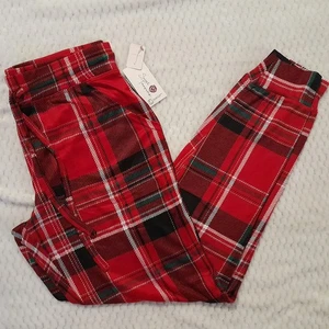 Pantalones de pijama a cuadros rojos medianos para mujer Secret Treasures con cordón bolsillos para correr - Imagen 1 de 11
